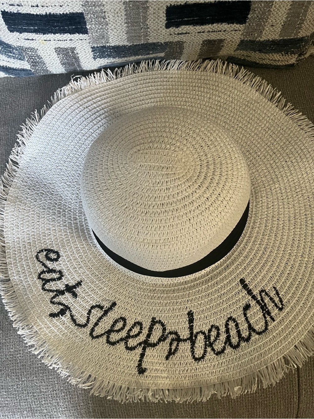 Wide Brim Adults Sun Hat with Black Script - Unbranded